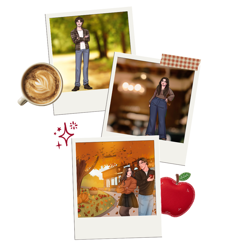 Moodboard with character art and icons